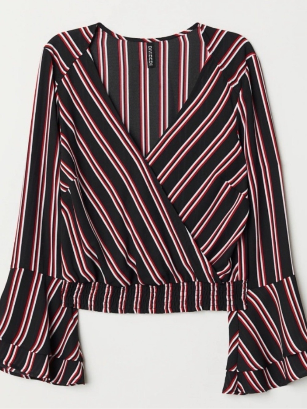 H&M Divided V-Neck Wrapover Striped Blouse Size 2